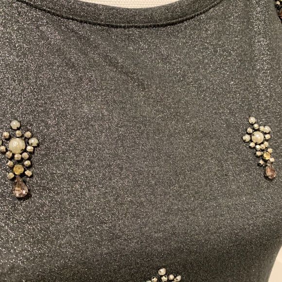 Guess Womens Top XS Grey Multi Embellished Foil Sleeveless Lightweight - Picture 6 of 15